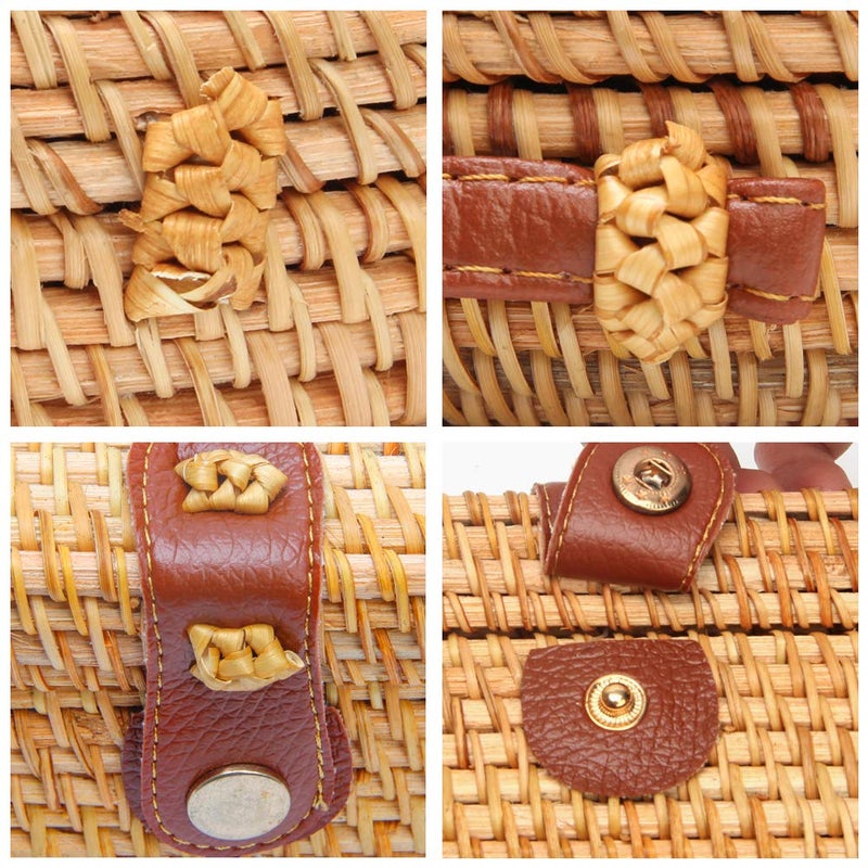 CrazyPiercing Wicker Square Crossbody Rattan Bag, Women Boho Bag Clutch Women Handbag - Image 2